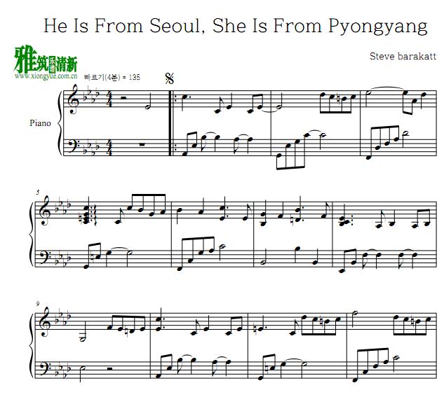 Steve Barakatt - He is From Seoul She is From Pyongyang钢琴谱