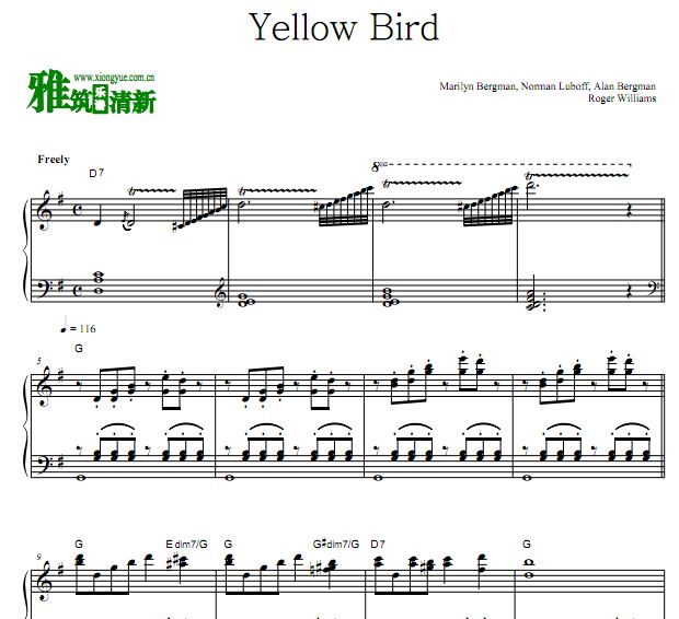 roger williams - yellow bird钢琴谱
