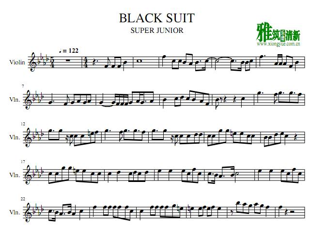 Super Junior - Black Suit小提琴谱