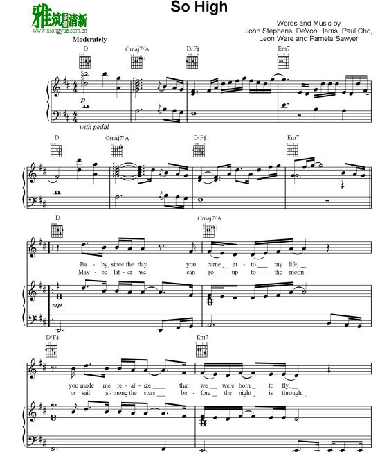 John Legend - So High钢琴谱