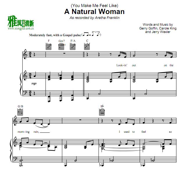 (You Make Me Feel Like) A Natural Woman钢琴谱