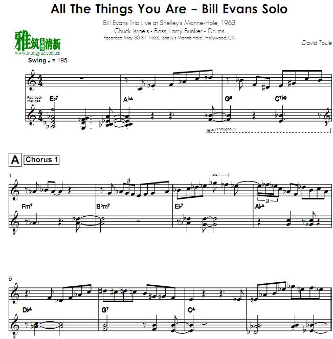Bill Evans - All The Things You Are钢琴谱