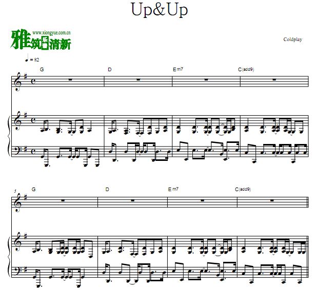 Coldplay - Up&Up 歌谱 伴奏弹唱钢琴谱