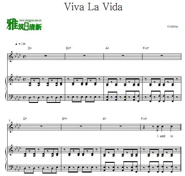vivalavida钢琴谱,vivalavida钢琴 coldplay - viva la vida伴奏弹唱钢琴谱 歌谱