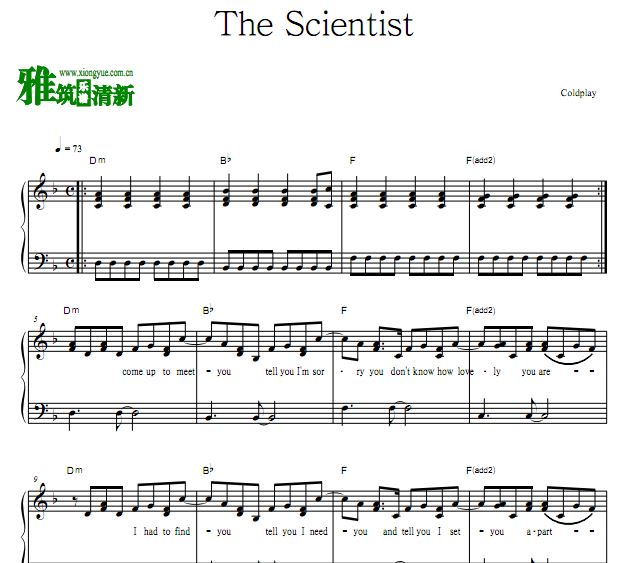 Coldplay - The Scientist钢琴谱