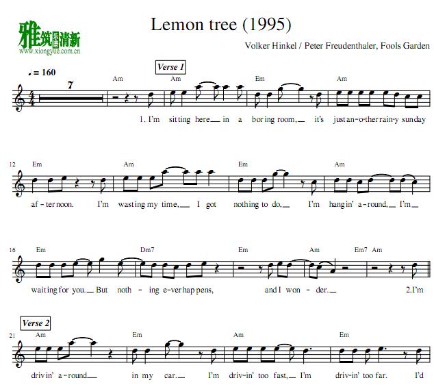 柠檬树Lemon Tree小提琴谱