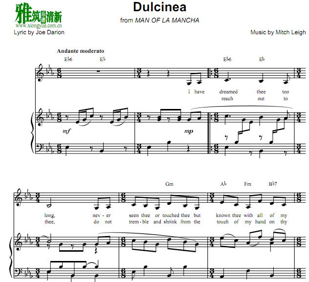 我,堂吉诃德 Man of La Mancha - Dulcinea钢琴伴奏谱