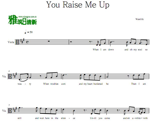 Westlife - You Raise Me Up中提琴谱