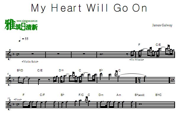 James Galway - My Heart Will Go On长笛谱