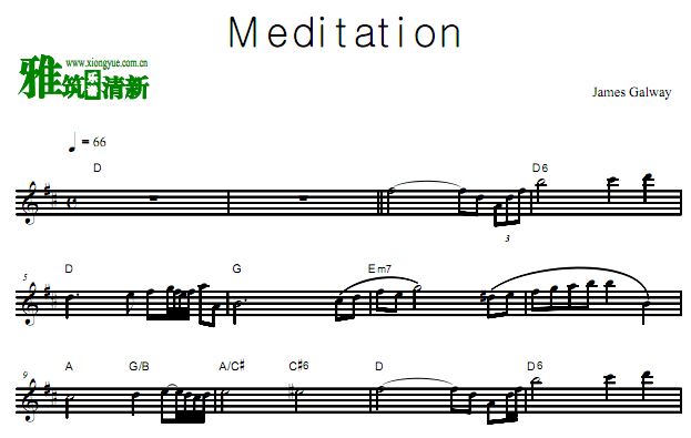 James Galway 高威 - Meditation长笛谱