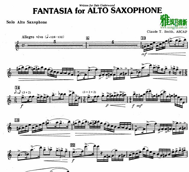 克劳德.T.史密斯《幻想曲》- Claude.T Smith - Fantasia萨克斯谱