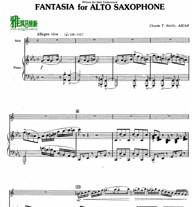 克劳德.T.史密斯《幻想曲》-Claude.T.Smith-Fantasia萨克斯钢琴伴奏谱