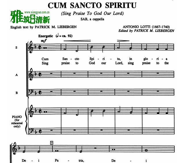 Cum Sancto Spiritu 三声部SAB阿卡贝拉合唱谱
