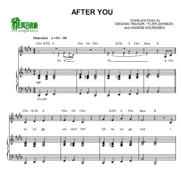 Meghan Trainor - After you钢琴伴奏谱