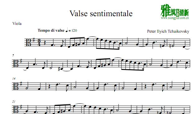 柴可夫斯基 忧伤圆舞曲中提琴谱 Valse sentimentale Op.51, No.6