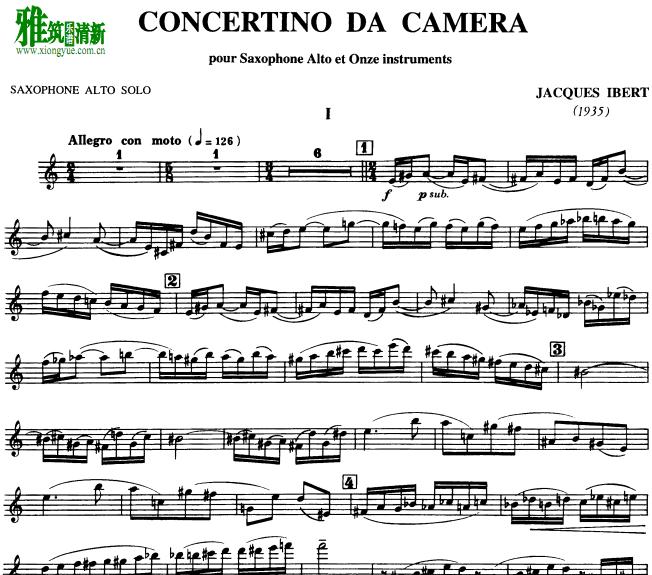 Jacques Ibert - Concertino Da Camera萨克斯谱