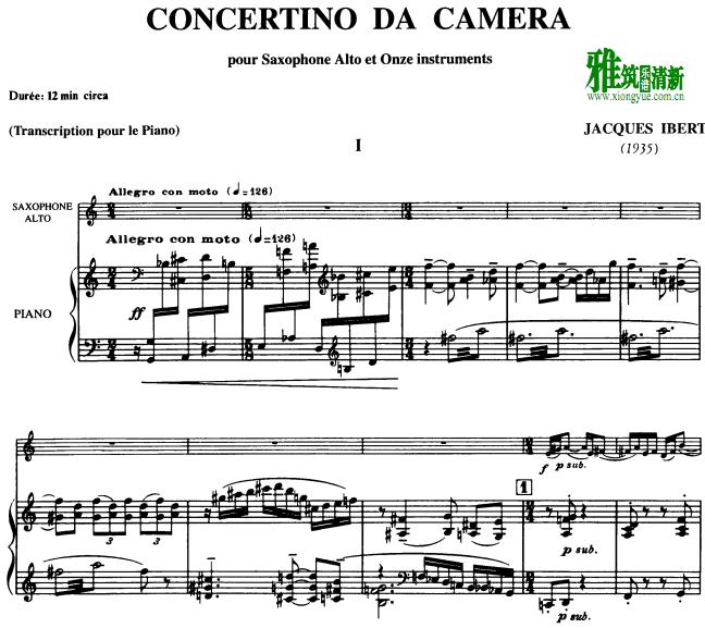 Jacques Ibert - Concertino Da Camera萨克斯钢琴伴奏谱
