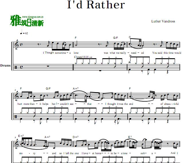 Luther Vandross - I'd Rather爵士鼓谱