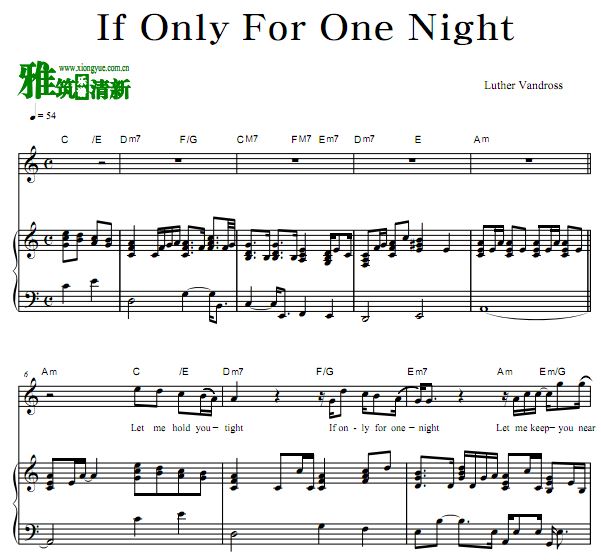 Luther Vandross - If Only For One Night歌谱 钢琴弹唱谱