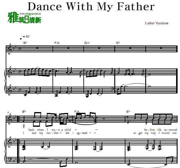 Luther Vandross - Dance With My Father歌谱  弹唱伴奏钢琴谱