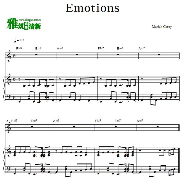Mariah Carey - Emotions歌谱 伴奏钢琴谱