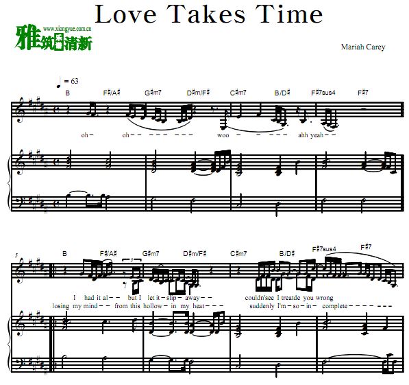 Mariah Carey - Love Takes Time弹唱钢琴谱 歌谱