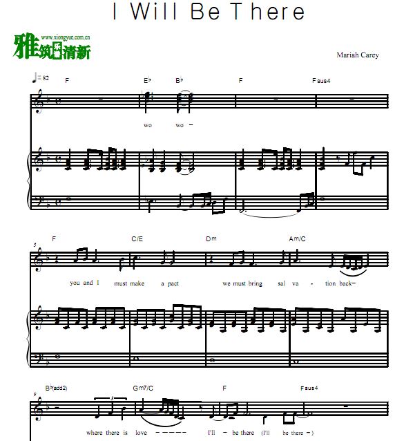 Mariah Carey - I Will Be There 歌谱 钢琴伴奏谱
