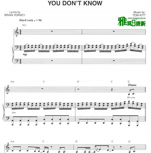 近乎正常 Next to Normal - You don't know 声乐钢伴谱
