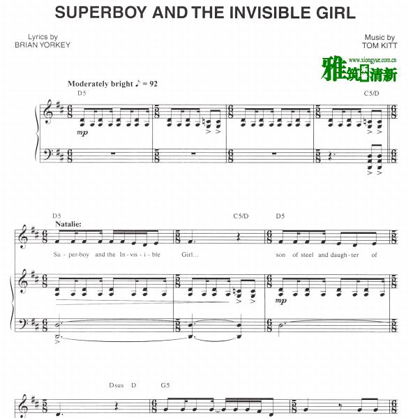 Next to Normal - Superboy and the invisible girl 声乐歌谱 钢伴谱