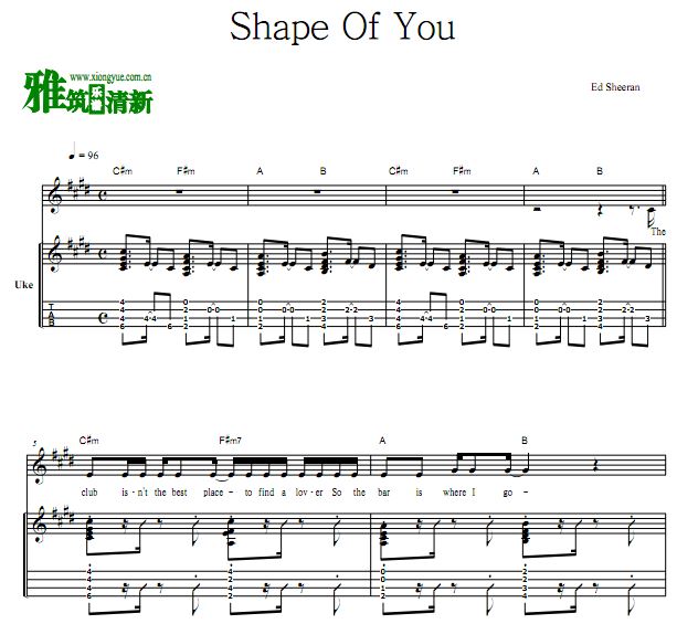 Ed Sheeran - Shape Of You(U)尤克里里谱