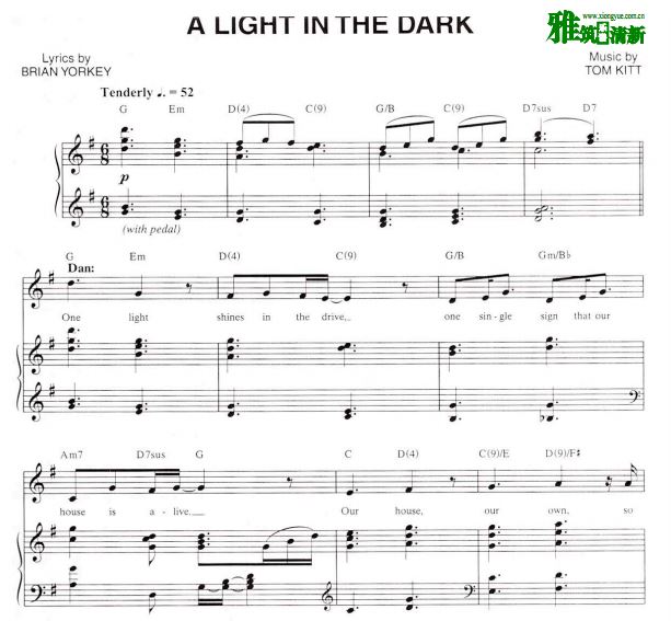 音乐剧Next to Normal - A light in the dark声乐谱钢琴伴奏谱