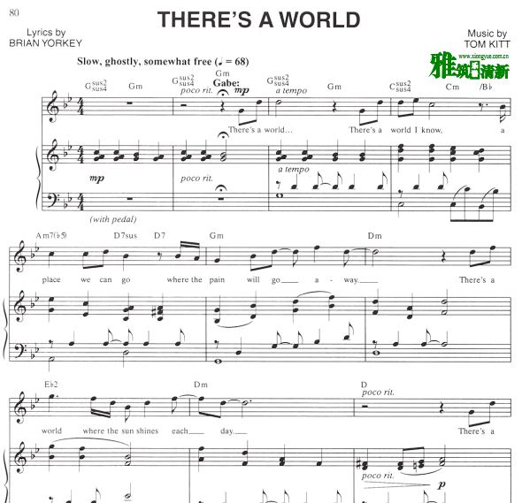 音乐剧近乎正常 There's A World钢琴伴奏声乐谱