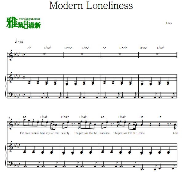 Lauv - Modern Loneliness 钢琴弹唱歌谱