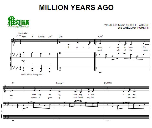 Adele -  Million Years Ago钢琴伴奏谱