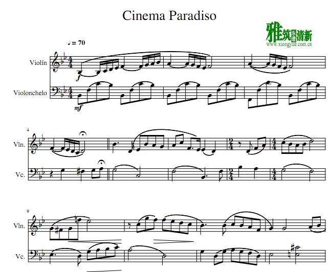 天堂电影院Cinema Paradiso小提琴大提琴二重奏谱