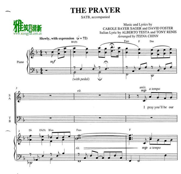 The Prayerϳٰ SATB