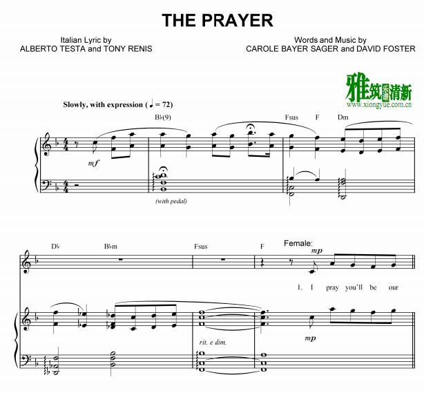 Josh Groban - The Prayer钢琴伴奏谱