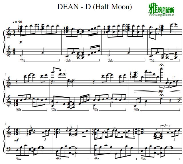 DEAN - D(Half Moon)钢琴谱