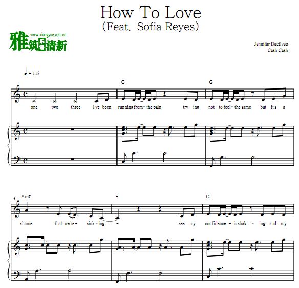 cash cash - how to love歌谱 弹唱伴奏钢琴谱 (feat.