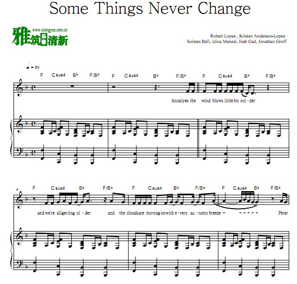 Frozen 2 - Some Things Never Change声乐谱 钢琴伴奏谱