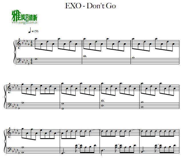 EXO - Don't Go钢琴谱