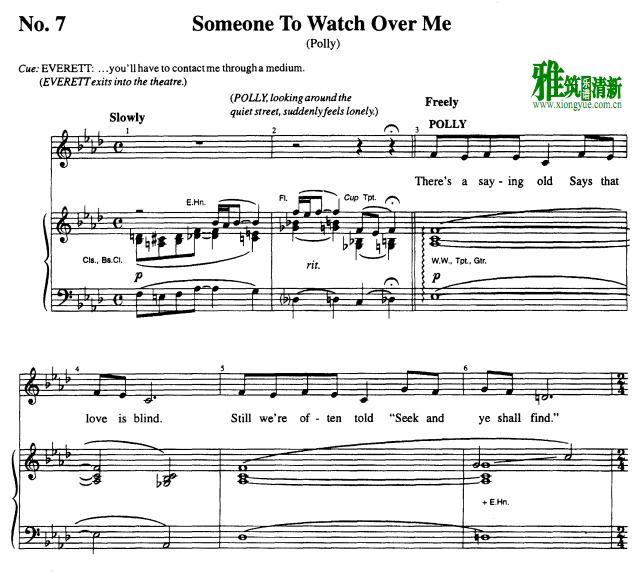 呵护照顾我的人- Someone to Watch Over Me钢琴伴奏谱
