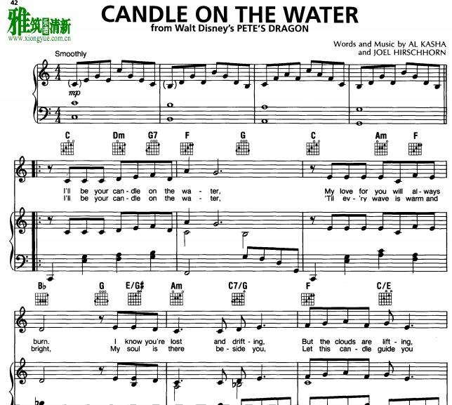 彼得的龙 Pete's Dragon - Candle On The Water钢琴谱