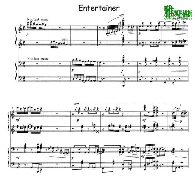 The Entertainer 演艺人 四手联弹谱