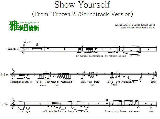 冰雪奇缘2 - Show Yourself 次中音萨克斯谱