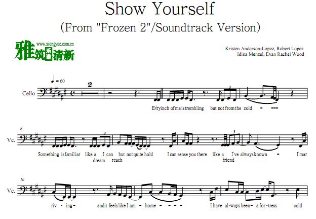 FROZEN2 - Show Yourself 大提琴谱 F#-G-Ab调
