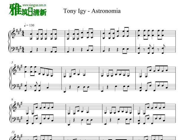 Tony Igy - Astronomia钢琴谱