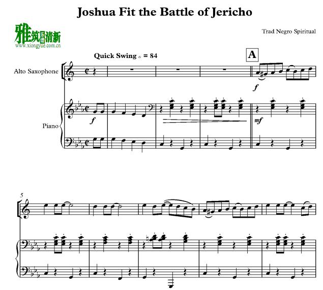 Joshua Fit the Battle of Jericho萨克斯钢琴谱