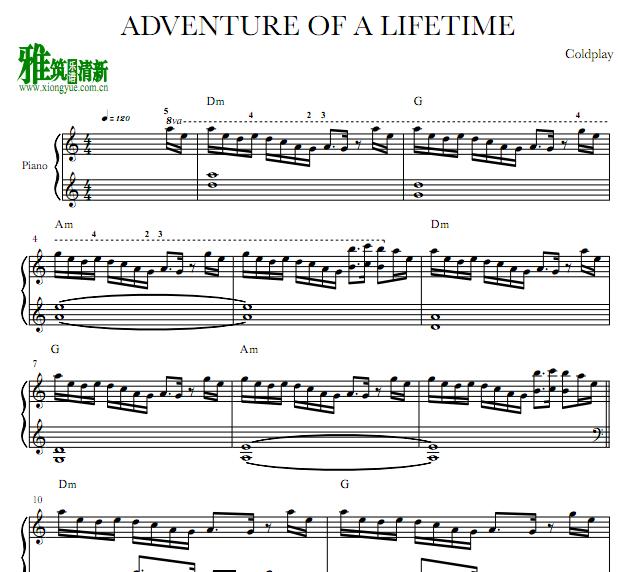 Coldplay - Adventures of a Lifetime钢琴谱