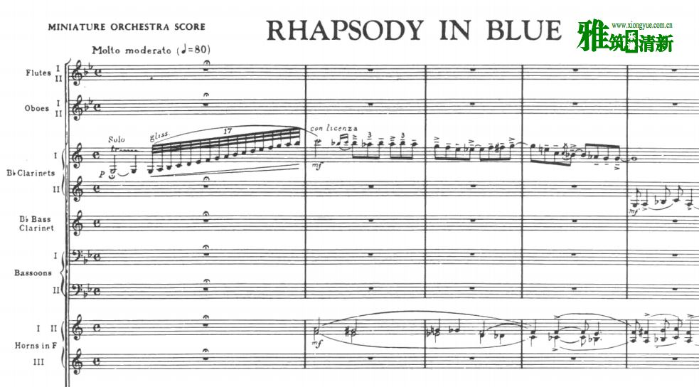 格什温 Gershwin 蓝色狂想曲Rhapsody in Blue微型管弦乐队总谱